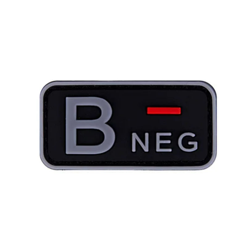 Parche Tipo Sangre (A+, B+, AB+, O+, A-, B-, AB-, O-) Negro / Gris