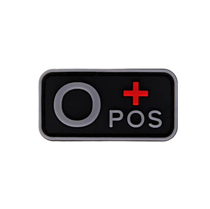 Parche Tipo Sangre (A+, B+, AB+, O+, A-, B-, AB-, O-) Negro / Gris